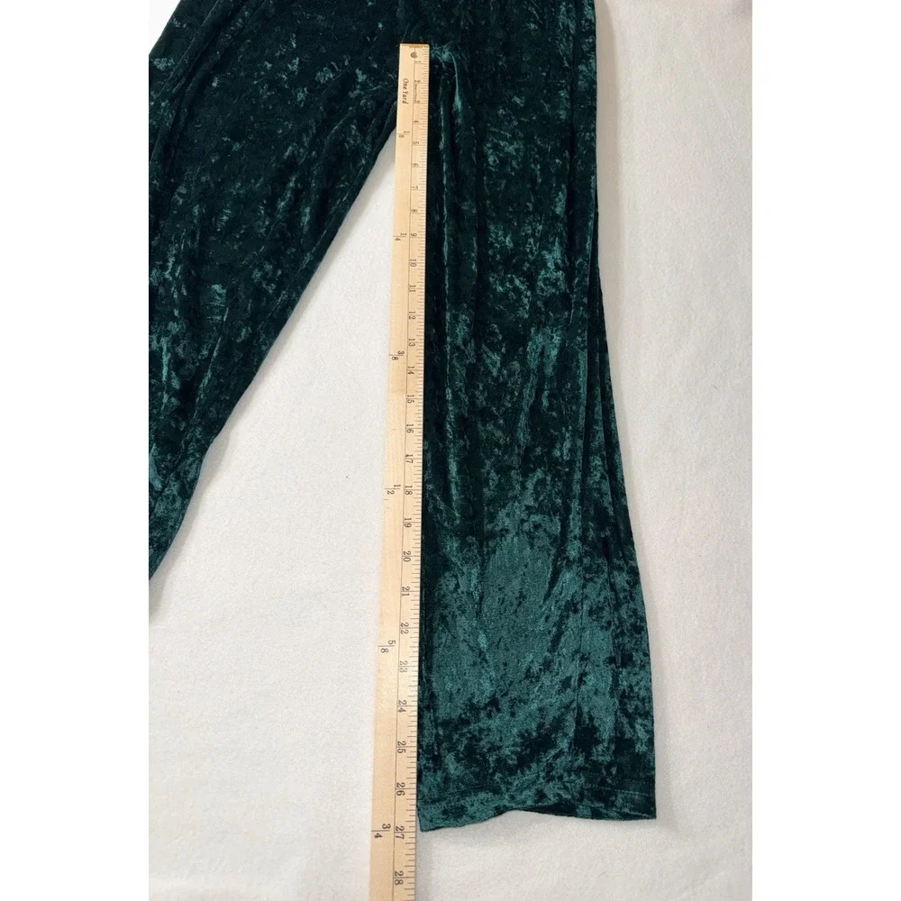 TR Bently Floral Blouse & Pant Set Emerald Green Crushed Velvet Size Large New - Picture 15 of 16